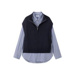 Women's Knit Vest and Plaid Shirt Two-Piece Set