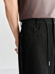Men's Black Wide-Leg Denim Pants