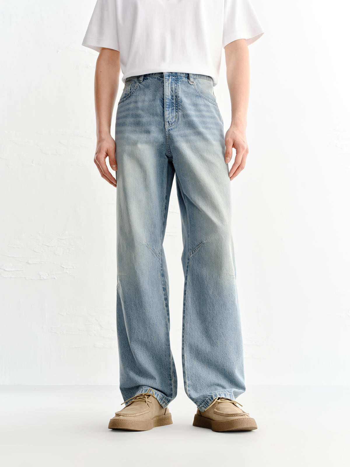 Men's Cotton Washed Straight-Leg Jeans