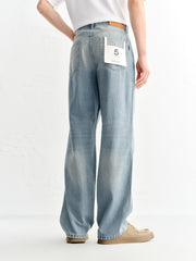 Men's Cotton Washed Straight-Leg Jeans
