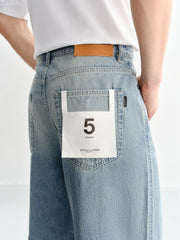Men's Cotton Washed Straight-Leg Jeans