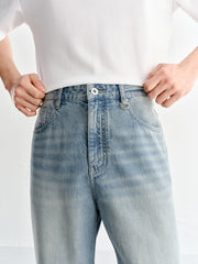 Men's Cotton Washed Straight-Leg Jeans