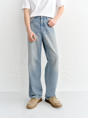 Men's Cotton Washed Straight-Leg Jeans