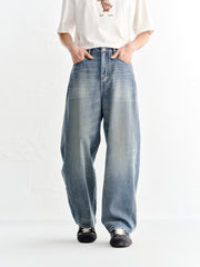 Men's Cotton Washed Straight-Leg Jeans