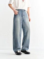 Men's Cotton Washed Straight-Leg Jeans