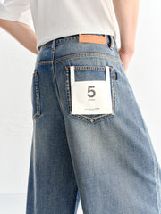 Men's Cotton Washed Straight-Leg Jeans