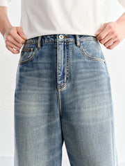 Men's Cotton Washed Straight-Leg Jeans