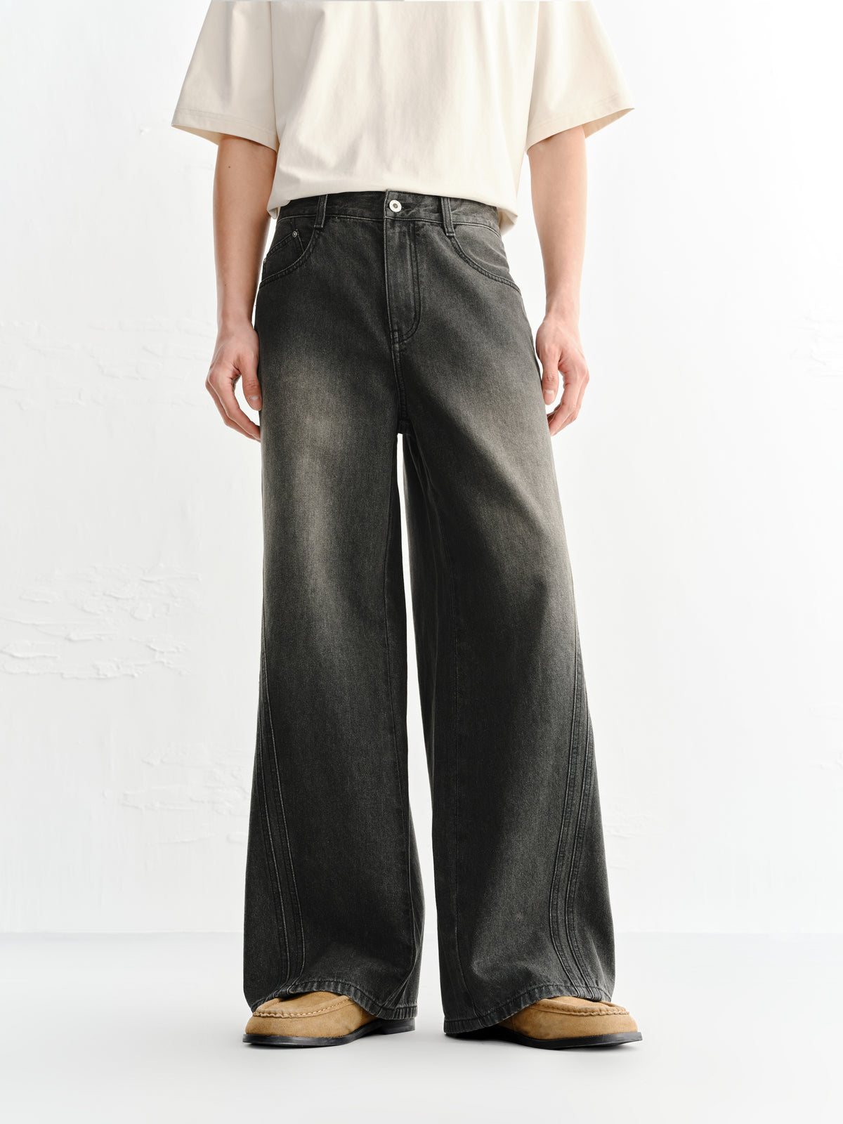 Men's Gradient Washed Wide-Leg Jeans