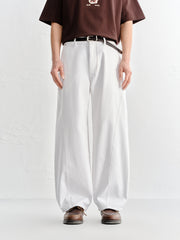 Men's White Elastic-Waist Straight-Leg Jeans