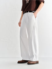 Men's White Elastic-Waist Straight-Leg Jeans