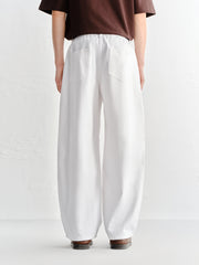 Men's White Elastic-Waist Straight-Leg Jeans