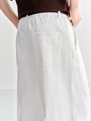 Men's White Elastic-Waist Straight-Leg Jeans