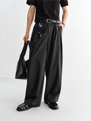 Men's Pleated Wide-Leg Trousers