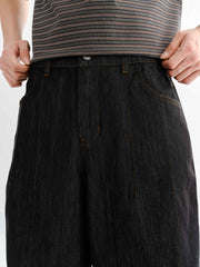 Men's Denim Shorts with Stitching Details