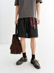Men's Denim Shorts with Stitching Details