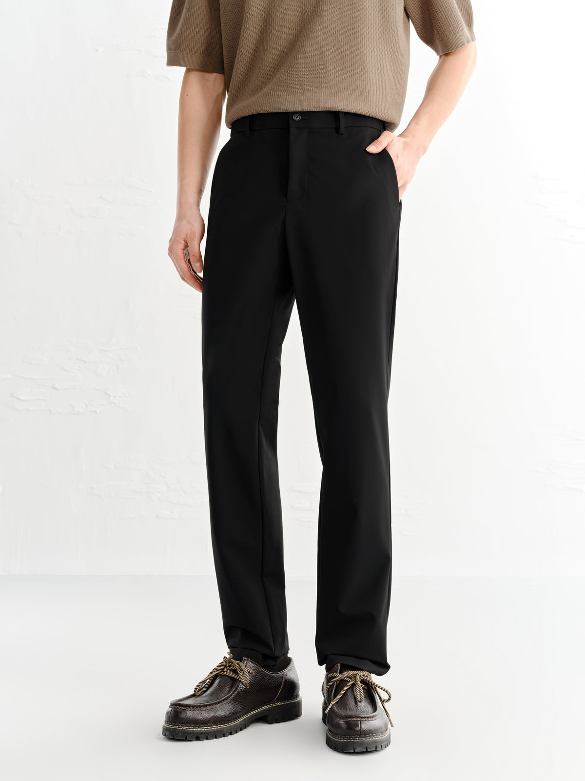 Men's Slim-Fit Embroidered Waistband Trousers