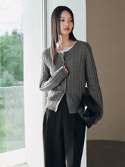 Women's Cable Knit Cardigan With Wool