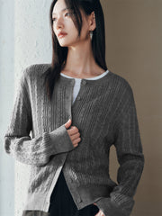 Women's Cable Knit Cardigan With Wool