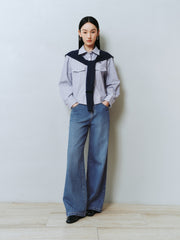 Women's Striped Shirt With Shawl
