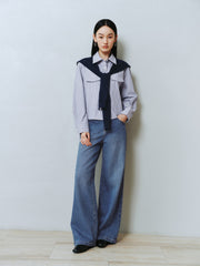 Women's Striped Shirt With Shawl