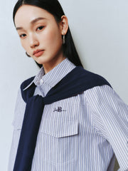 Women's Striped Shirt With Shawl
