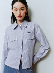 Women's Striped Shirt With Shawl