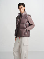 Men's Drawstring Down Vest with Contrast Details