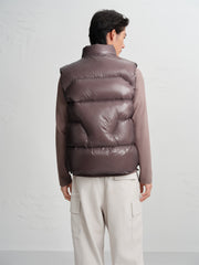 Men's Drawstring Down Vest with Contrast Details