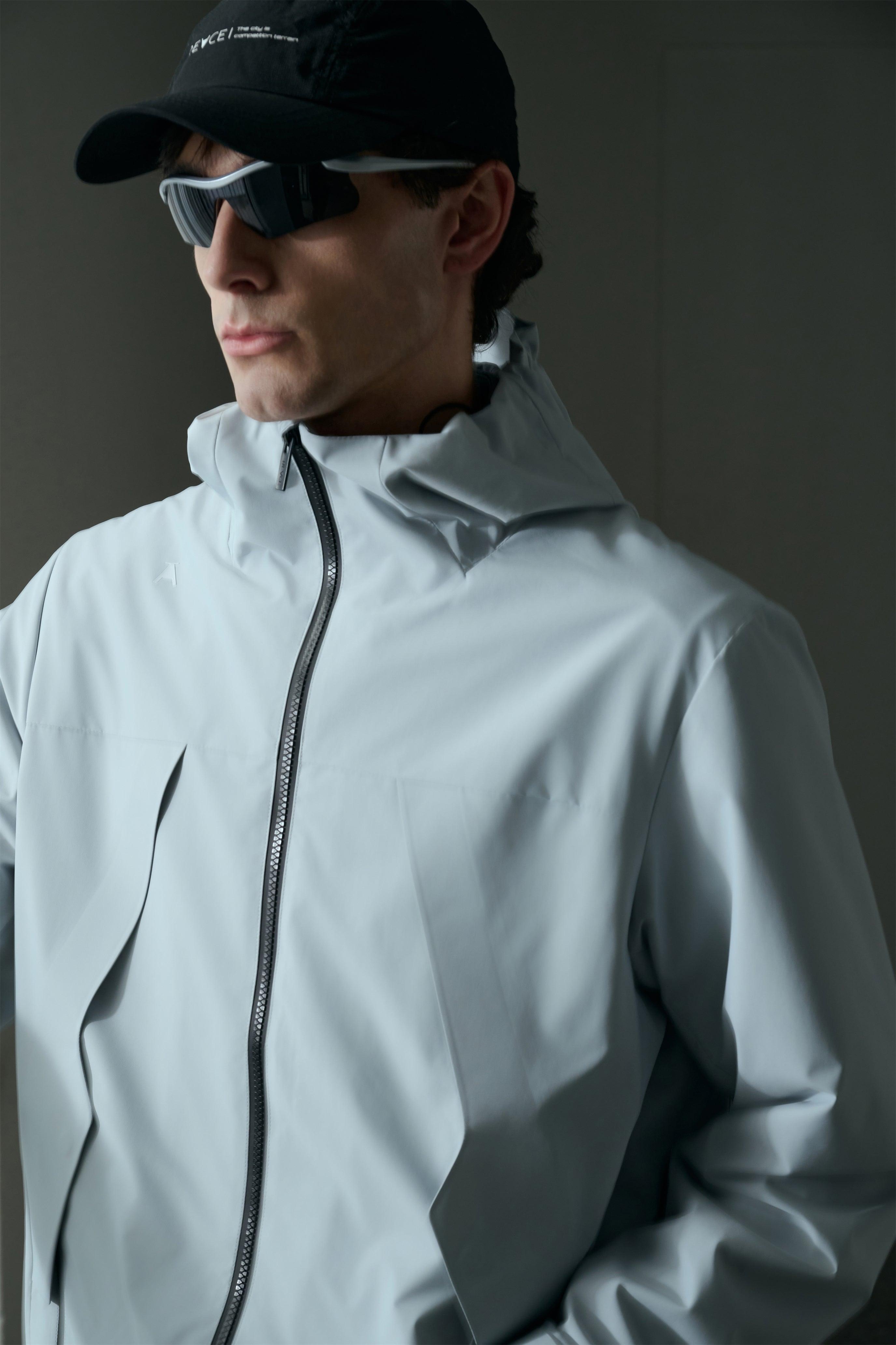 Men's Tech Athletic Silver Hooded Jacket