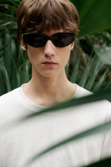 Men's Jacquard Textured T-Shirt with Metal Detail