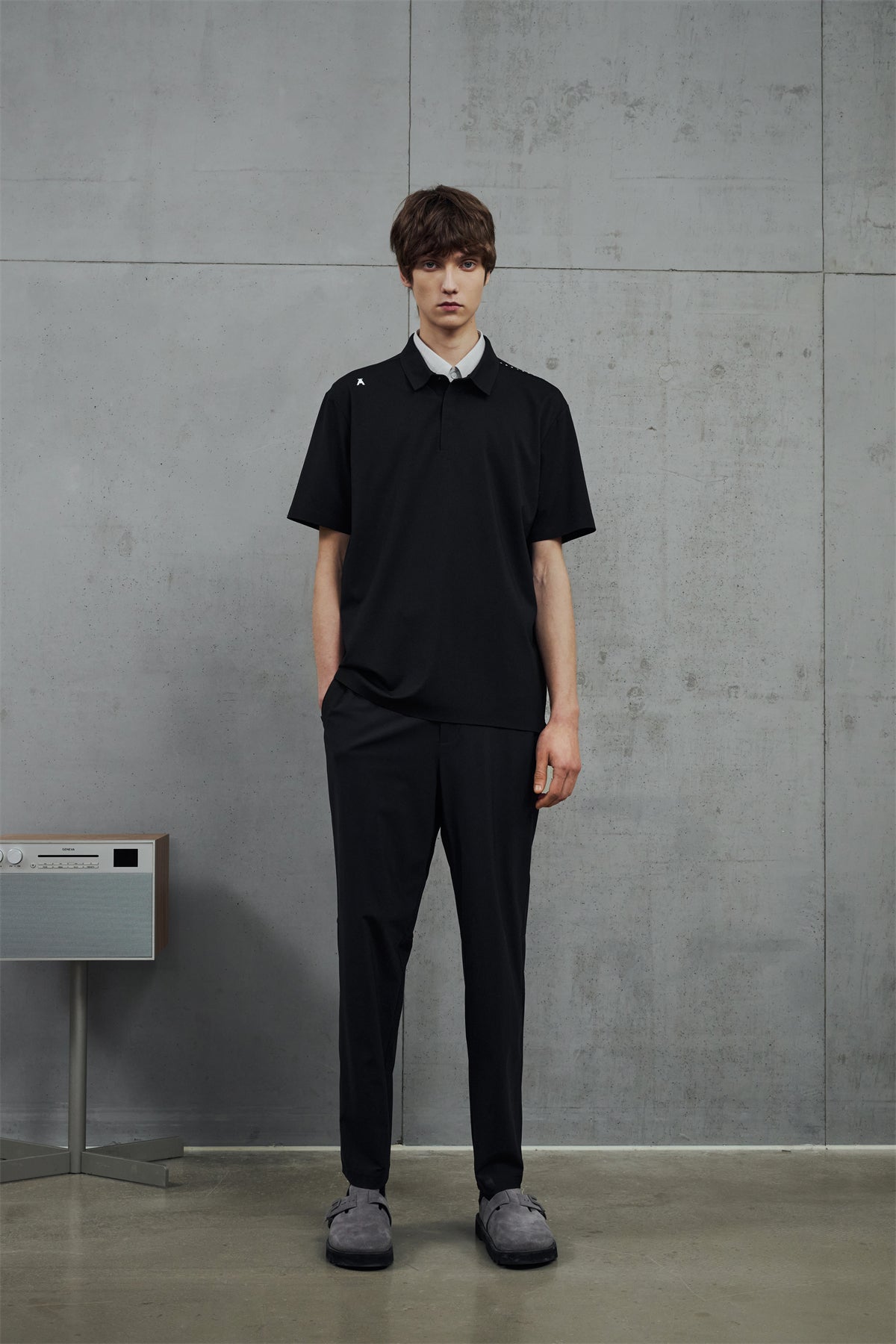 Men's Polo Shirt with Bonded Letter Print