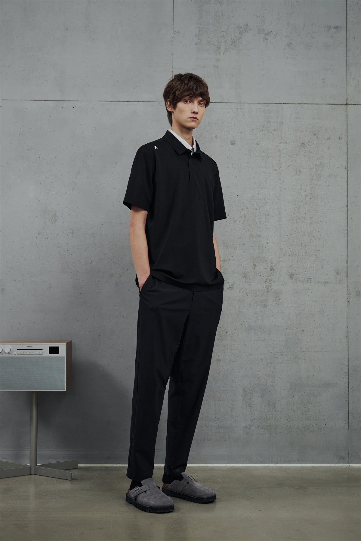 Men's Polo Shirt with Bonded Letter Print