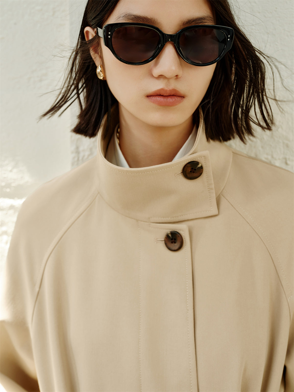 Women's Oversized Stand-Collar Trench Coat
