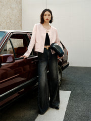 Women's Pink Tweed-Inspired Jacket