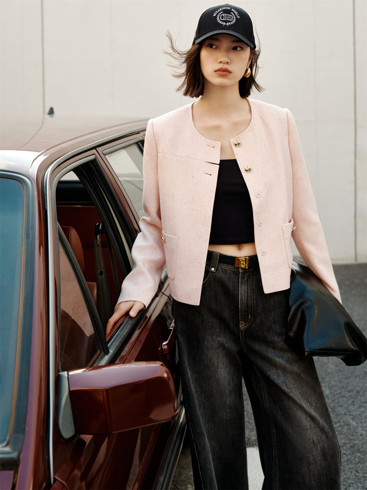 Women's Pink Tweed-Inspired Jacket