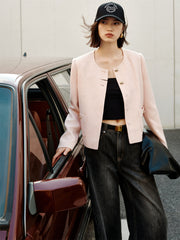 Women's Pink Tweed-Inspired Jacket