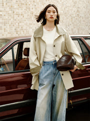 Women's Asymmetric Trench Jacket in Contrast Colors