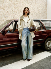 Women's Asymmetric Trench Jacket in Contrast Colors