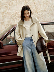 Women's Asymmetric Trench Jacket in Contrast Colors