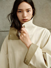 Women's Asymmetric Trench Jacket in Contrast Colors