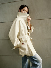 Women's Asymmetric Trench Jacket in Contrast Colors