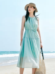 Women's Sleeveless Vacation Dress with Back Cutout