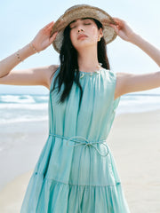 Women's Sleeveless Vacation Dress with Back Cutout