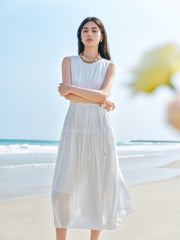 Women's Sleeveless Vacation Dress with Back Cutout