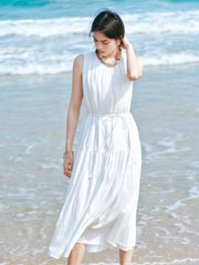 Women's Sleeveless Vacation Dress with Back Cutout