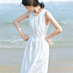 Women's Sleeveless Vacation Dress with Back Cutout