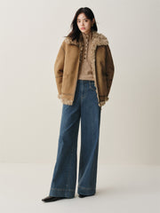 Women's Vintage Brushed Wide-Leg Jeans