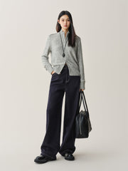 Women's Wool-Blend Mock-Neck Knit Cardigan