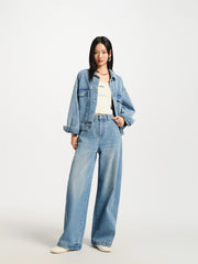 Women's High-Waist Oversized Curved-Leg Jeans