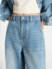 Women's High-Waist Oversized Curved-Leg Jeans